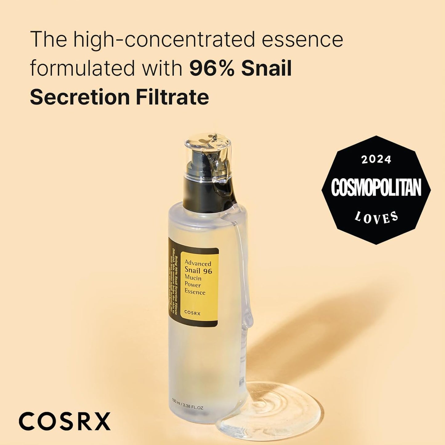 COSRX Hydrating Snail Serum for Face, 3.38 fl.oz 100ml.