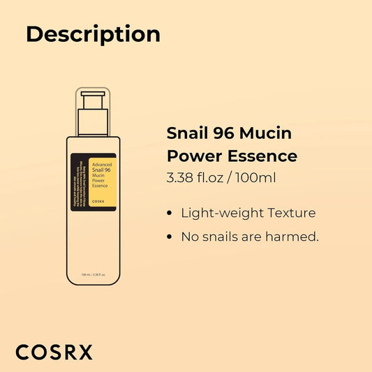 COSRX Hydrating Snail Serum for Face, 3.38 fl.oz 100ml.