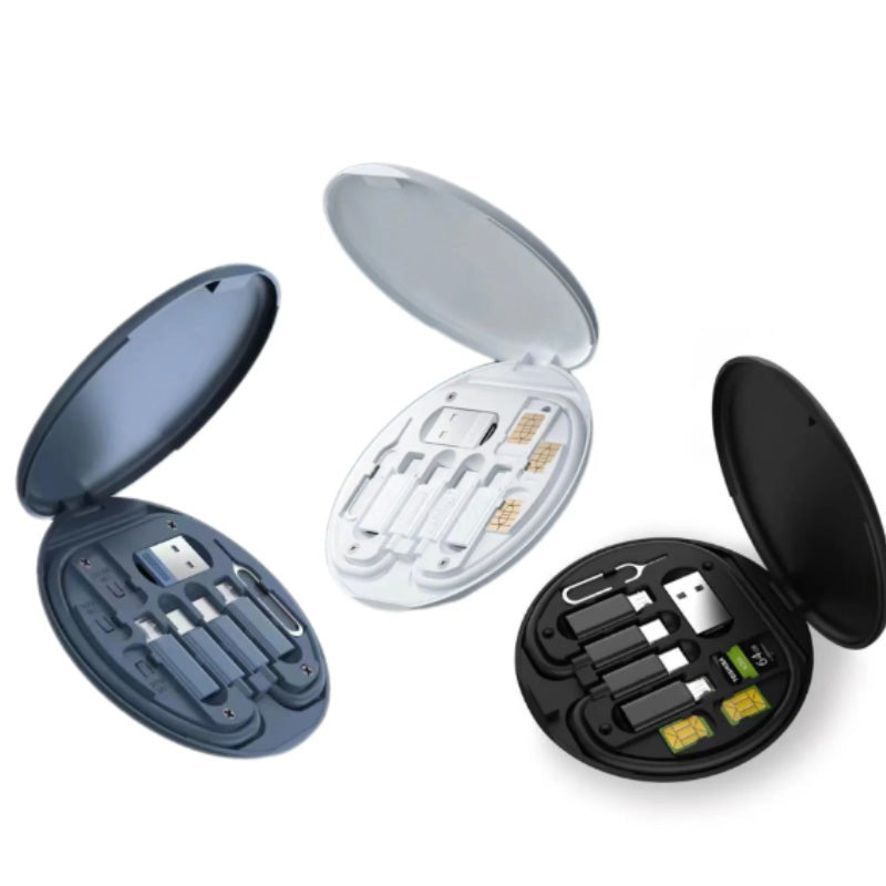 Portable Multifunction Data Cable Digital Storage Box Data Cable 60W Fast Charging Cable Five-in-one