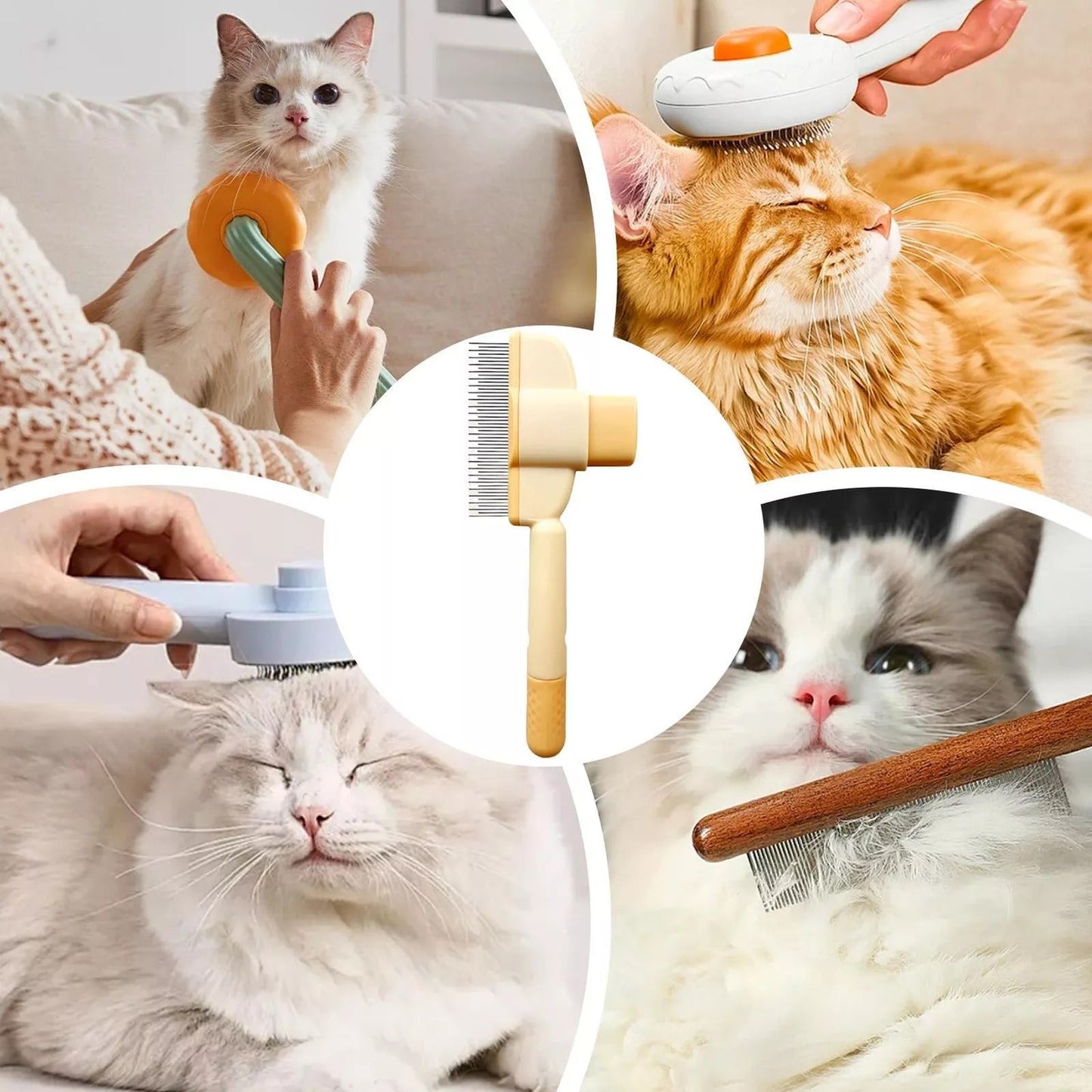Self-Cleaning Pet Flea Comb & Grooming Brush for Dogs & Cats