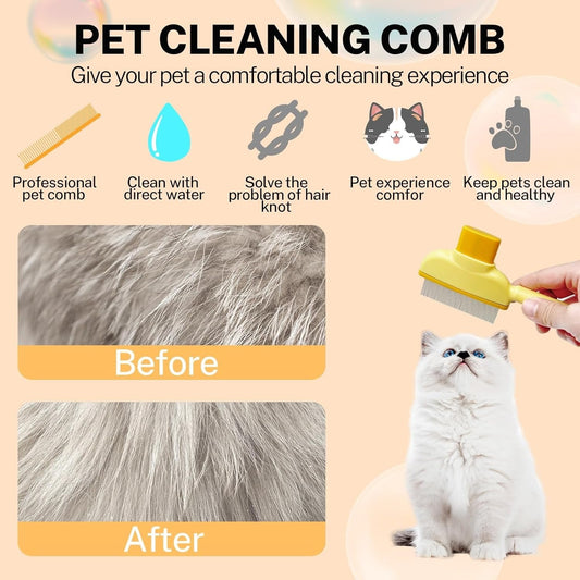 Self-Cleaning Pet Flea Comb & Grooming Brush for Dogs & Cats