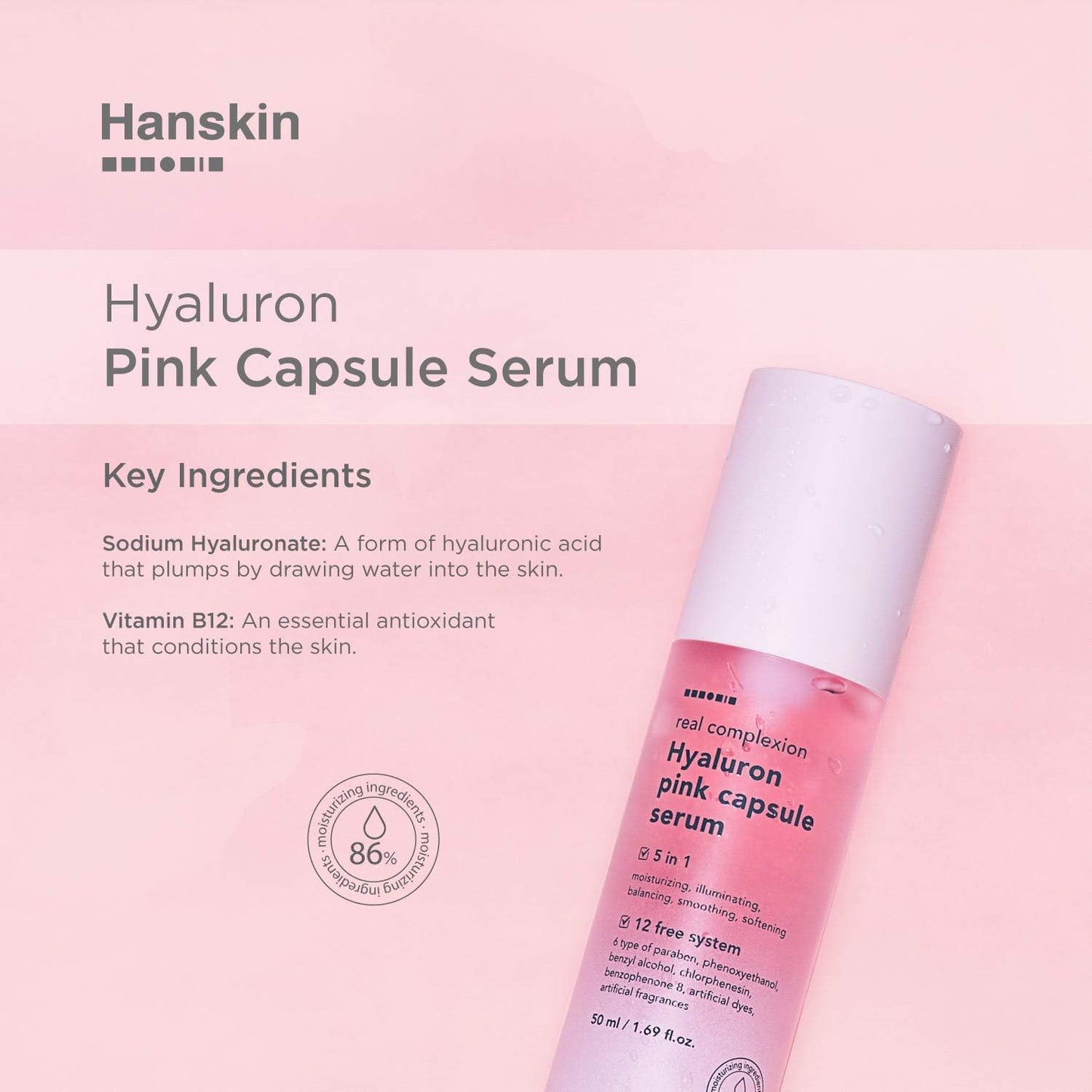 Hanskin Real Complexion Hyaluron Pink Capsule Serum with Vitamin B12