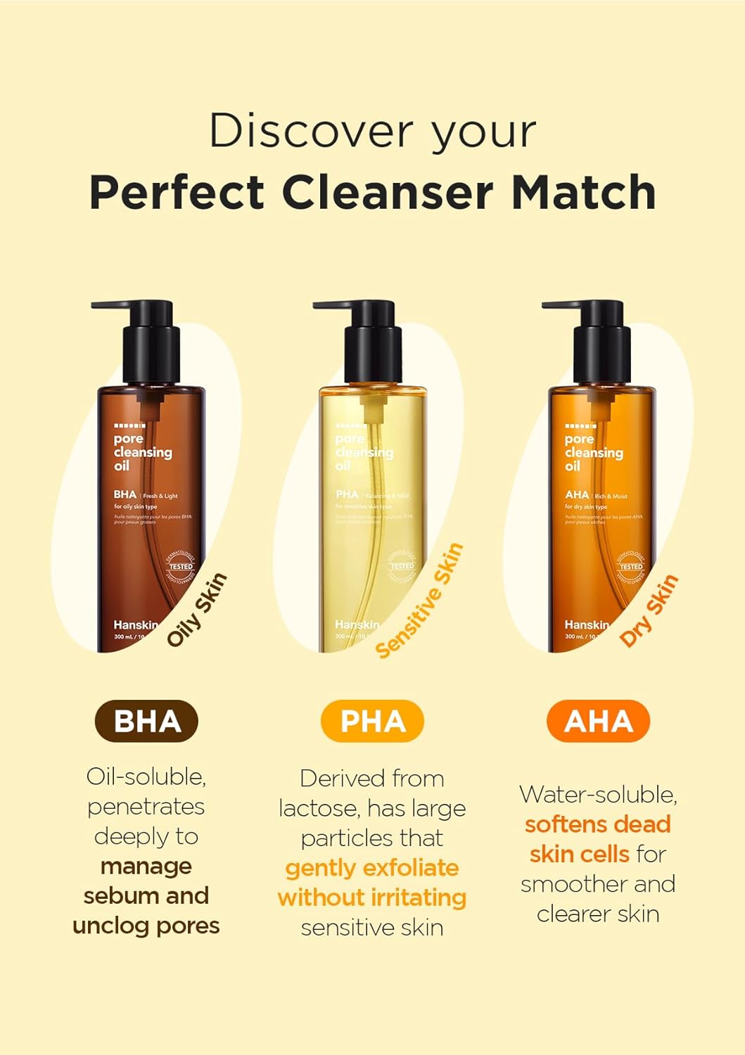 Hanskin Pore Cleansing Oil PHA Balancing&Mild 300 ML
