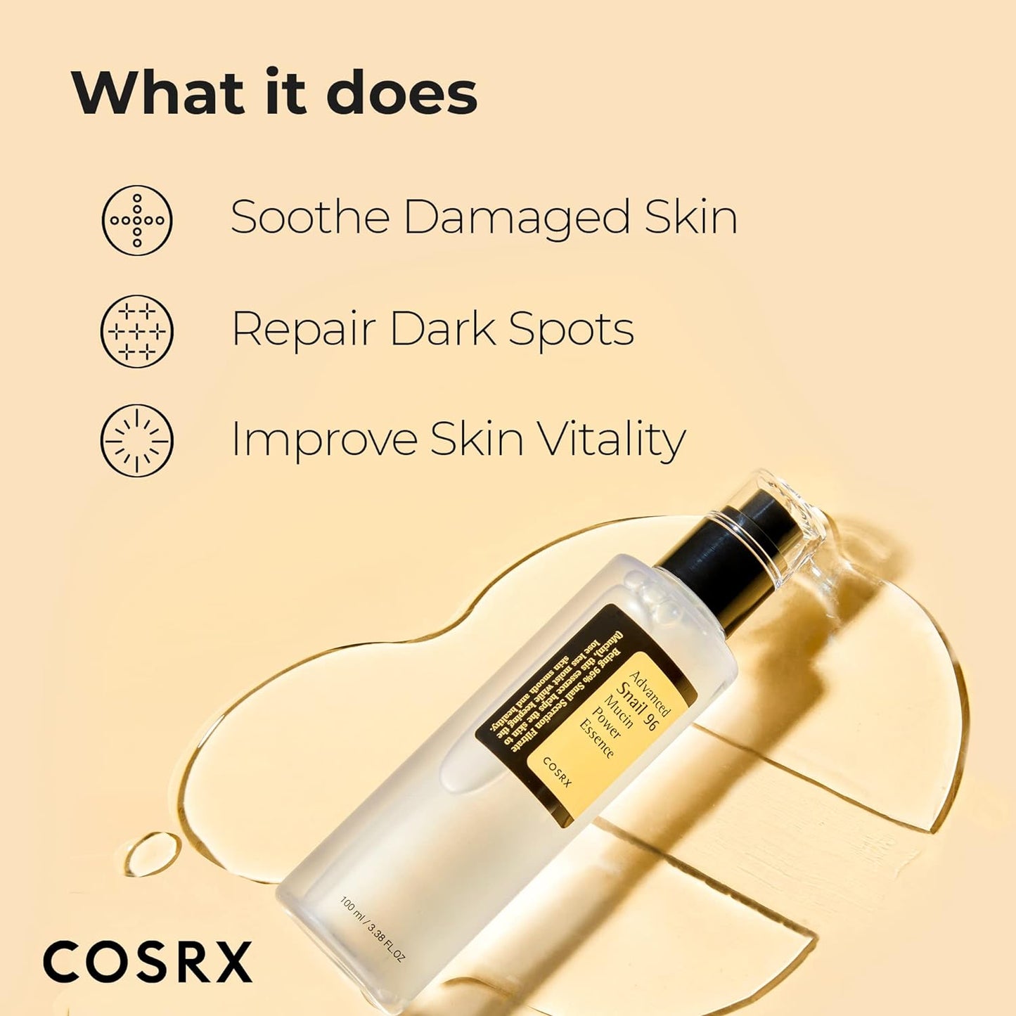 COSRX Hydrating Snail Serum for Face, 3.38 fl.oz 100ml.