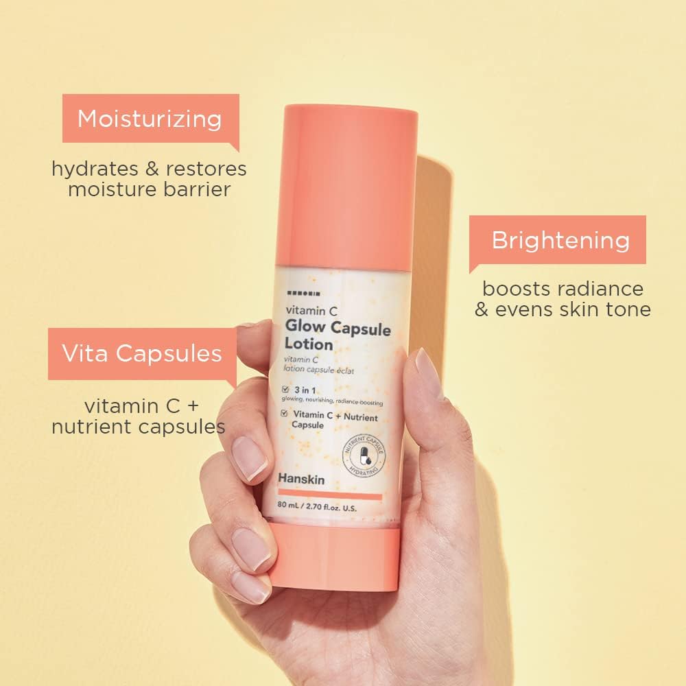 Hanskin Vitamin C Glow Capsule Face Moisturizer, Brightening Korean Skin Care, 2.7 fl oz