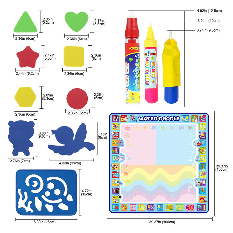 Kids Doodle Water Mat - Alphabet animal water canvas