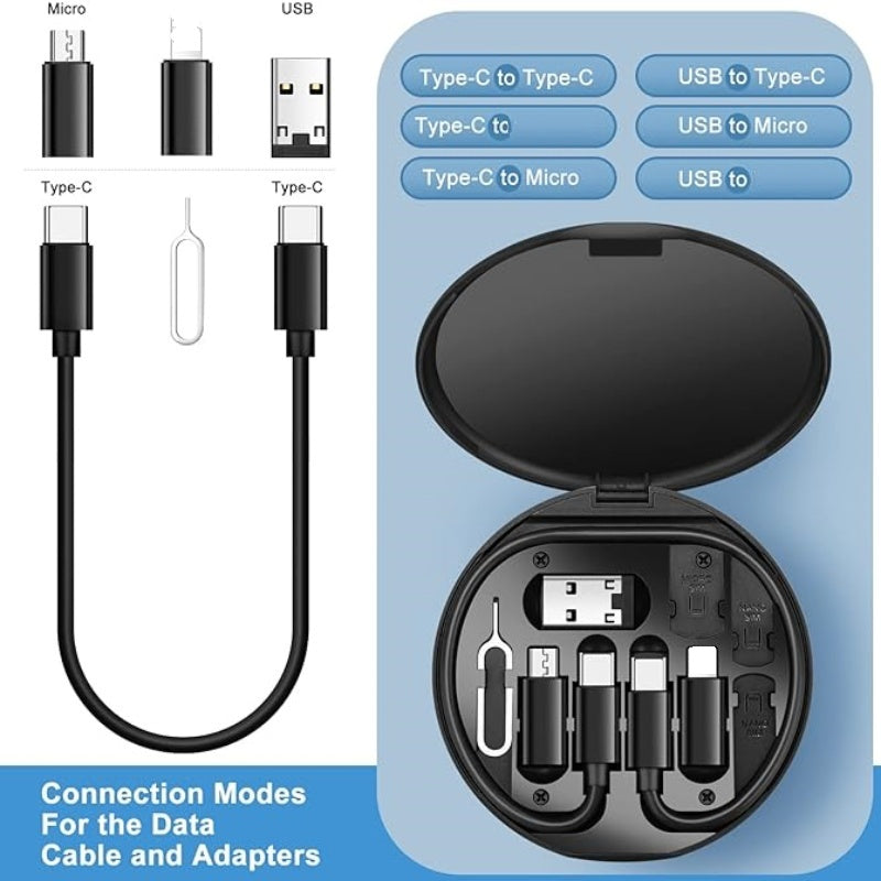 Portable Multifunction Data Cable Digital Storage Box Data Cable 60W Fast Charging Cable Five-in-one