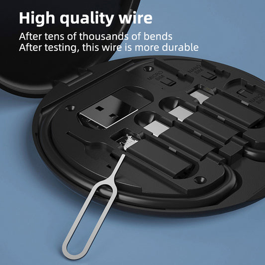 Portable Multifunction Data Cable Digital Storage Box Data Cable 60W Fast Charging Cable Five-in-one