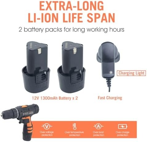 Cordless Drill Tool Set Power Drill for Home, Office & Garden | عدة أدوات احترافية ٣٤ قطعة لاسلكية