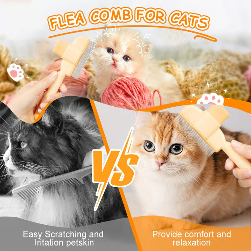 Self-Cleaning Pet Flea Comb & Grooming Brush for Dogs & Cats