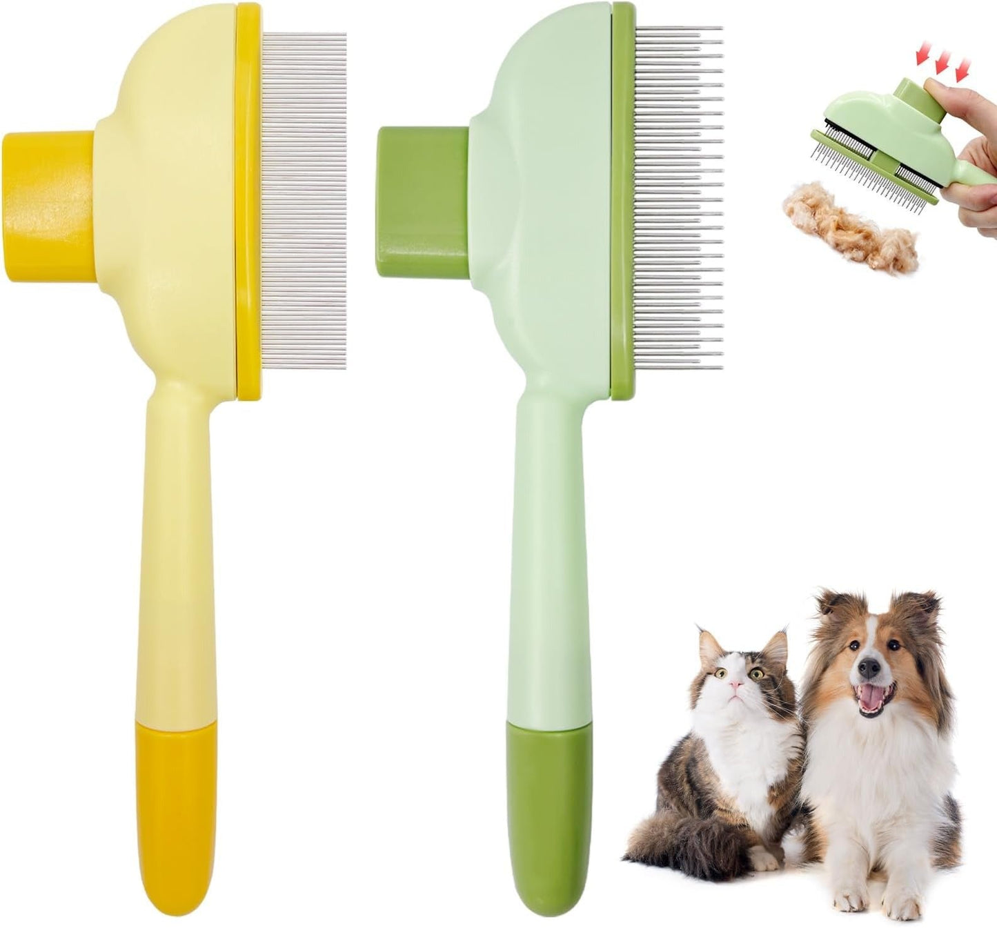 Self-Cleaning Pet Flea Comb & Grooming Brush for Dogs & Cats