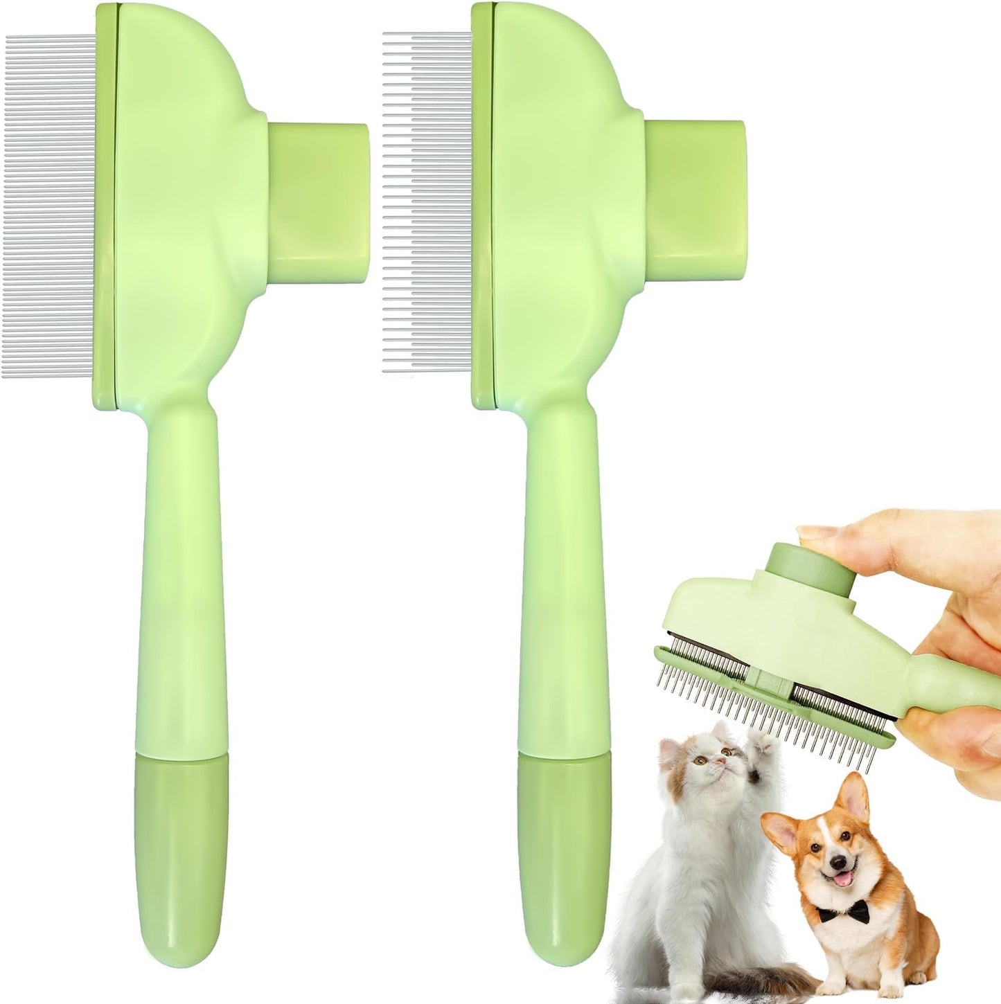 Self-Cleaning Pet Flea Comb & Grooming Brush for Dogs & Cats